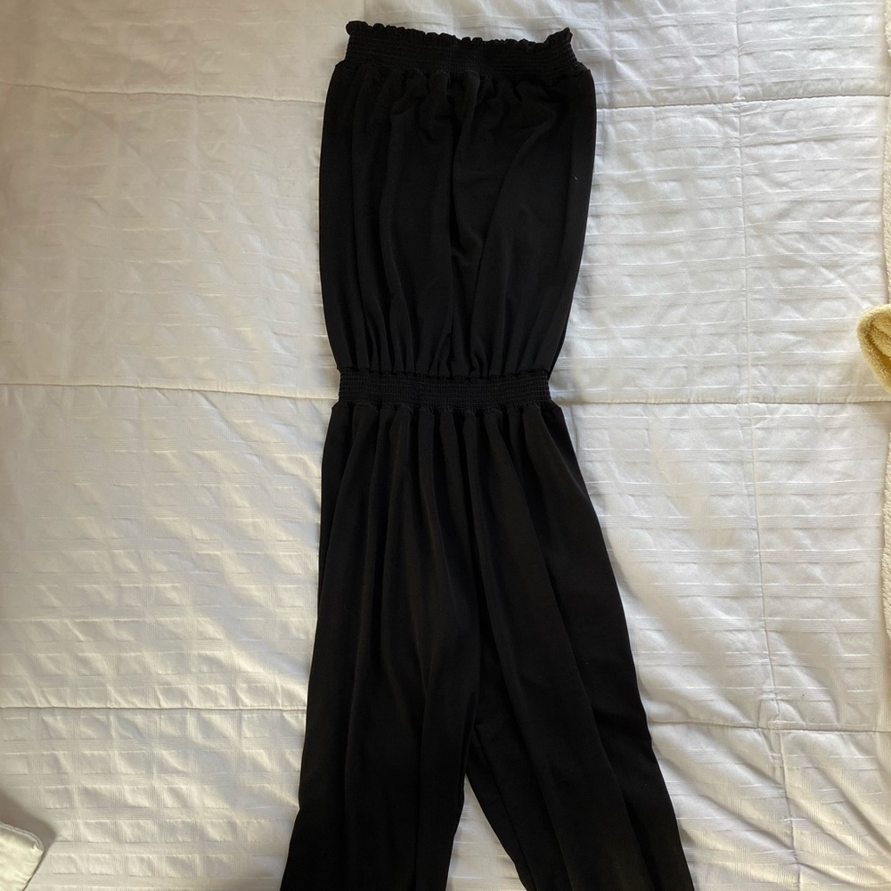 Black strapless jumpsuit